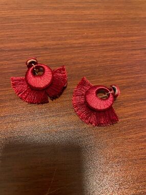Red Fringe Circle Drop Earrings - Women's Fashion Jewelry